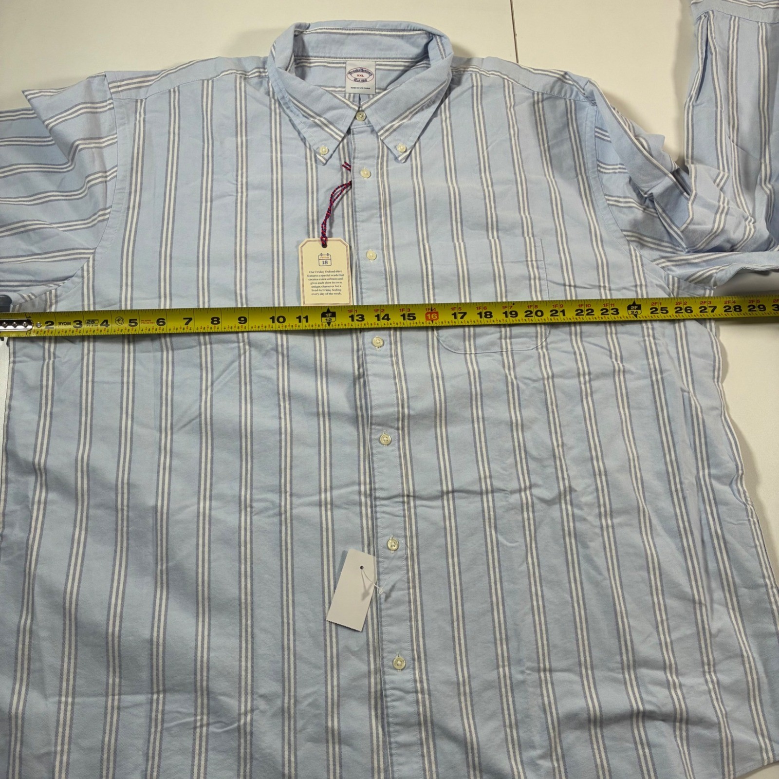 NEW Brooks Brothers Oxford Shirt 2XL Blue White Striped Friday Button Down New