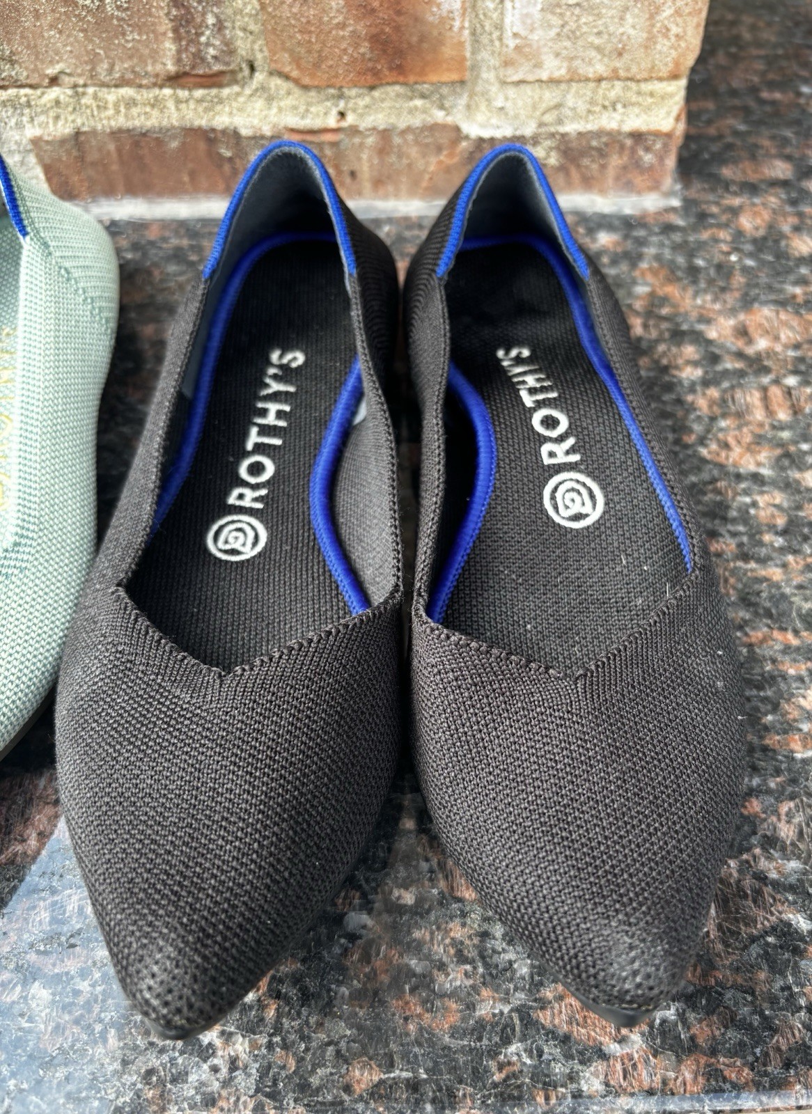 Rothy’s The Point Flats Bundle W8 Black And Light Mint Green