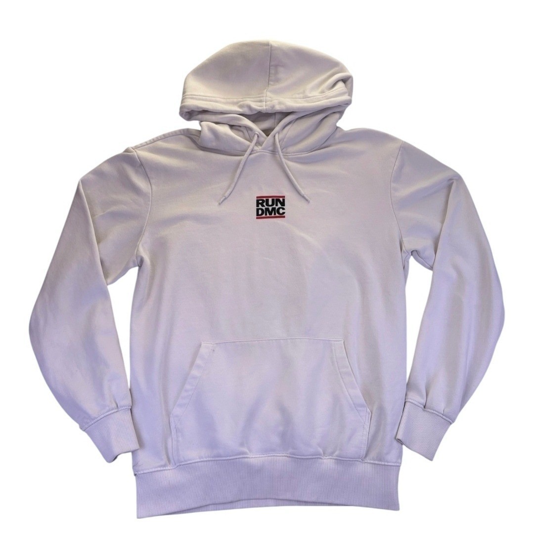 H&M Run DMC 1986 All-Rap Spectacular Graphic Hoodie White Mens S Reprint Hip Hop