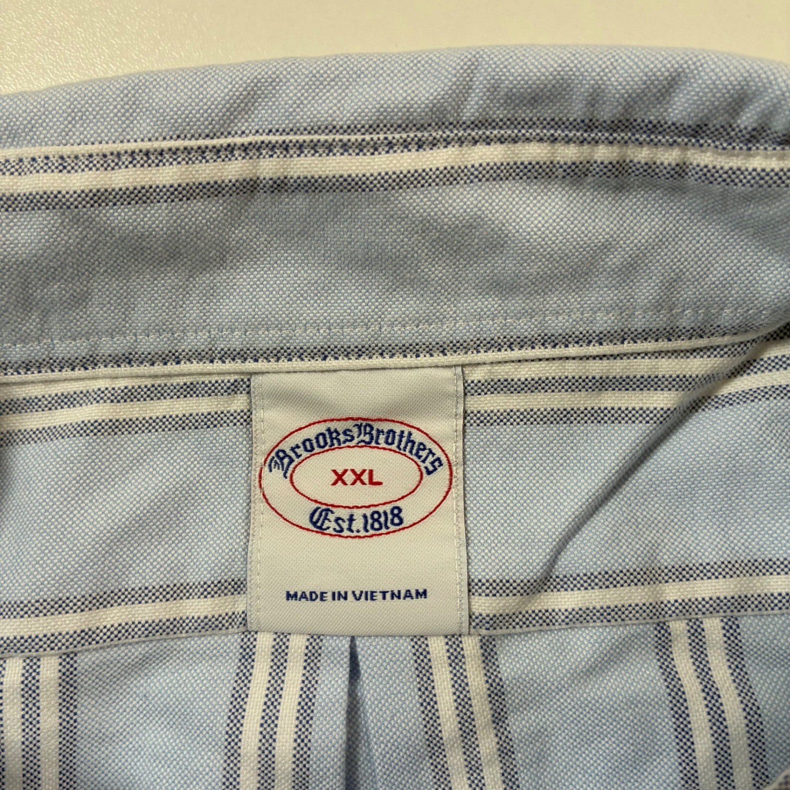 NEW Brooks Brothers Oxford Shirt 2XL Blue White Striped Friday Button Down New