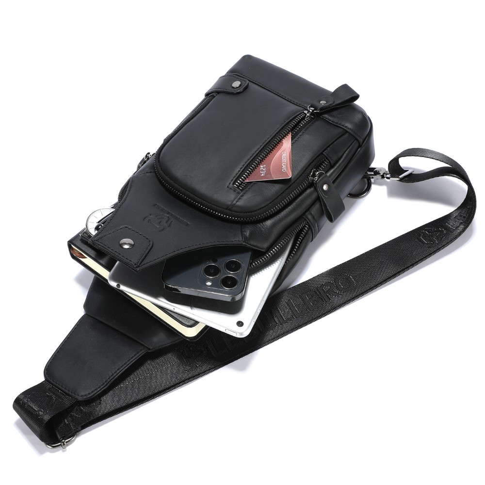 Men Sling Backpack Chest bag Crossbody Bag 100% Genuine Leather Shoulder Bag NEW