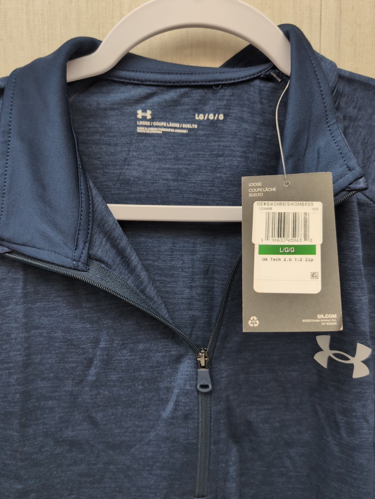 Men Under Armour Tech 2.0 1/2 Zip Sz L Navy Blue Long Sleeve Training Top BR0