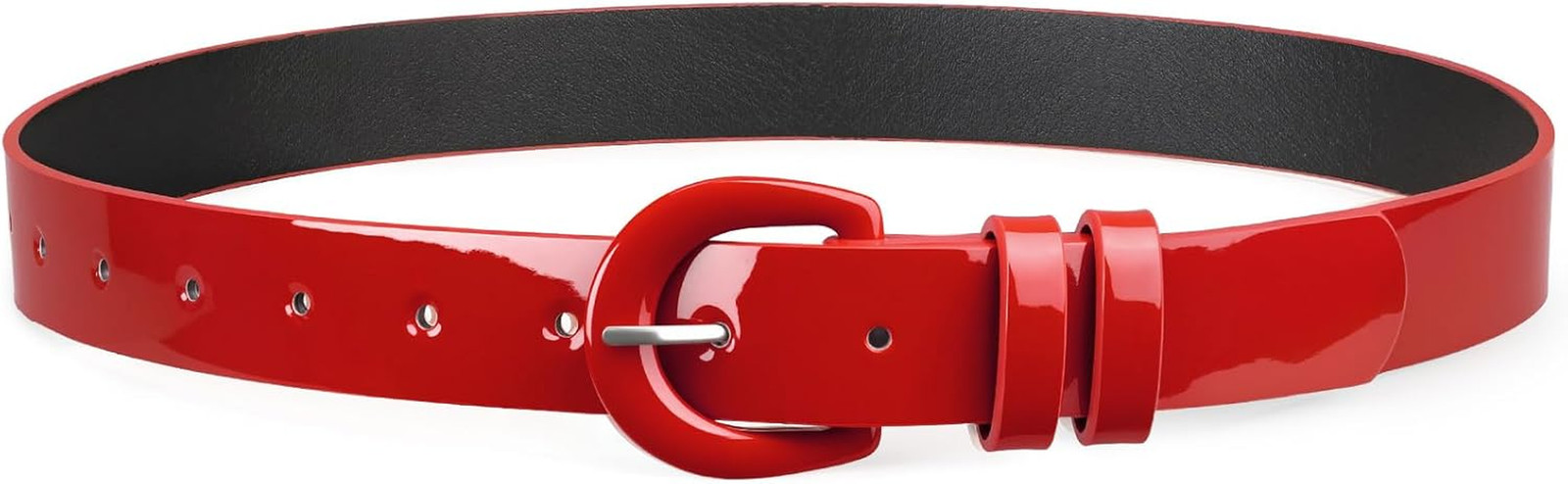 Patent Leather Belt for Jeans Pants Vintage 50s Belt for Dress,Red