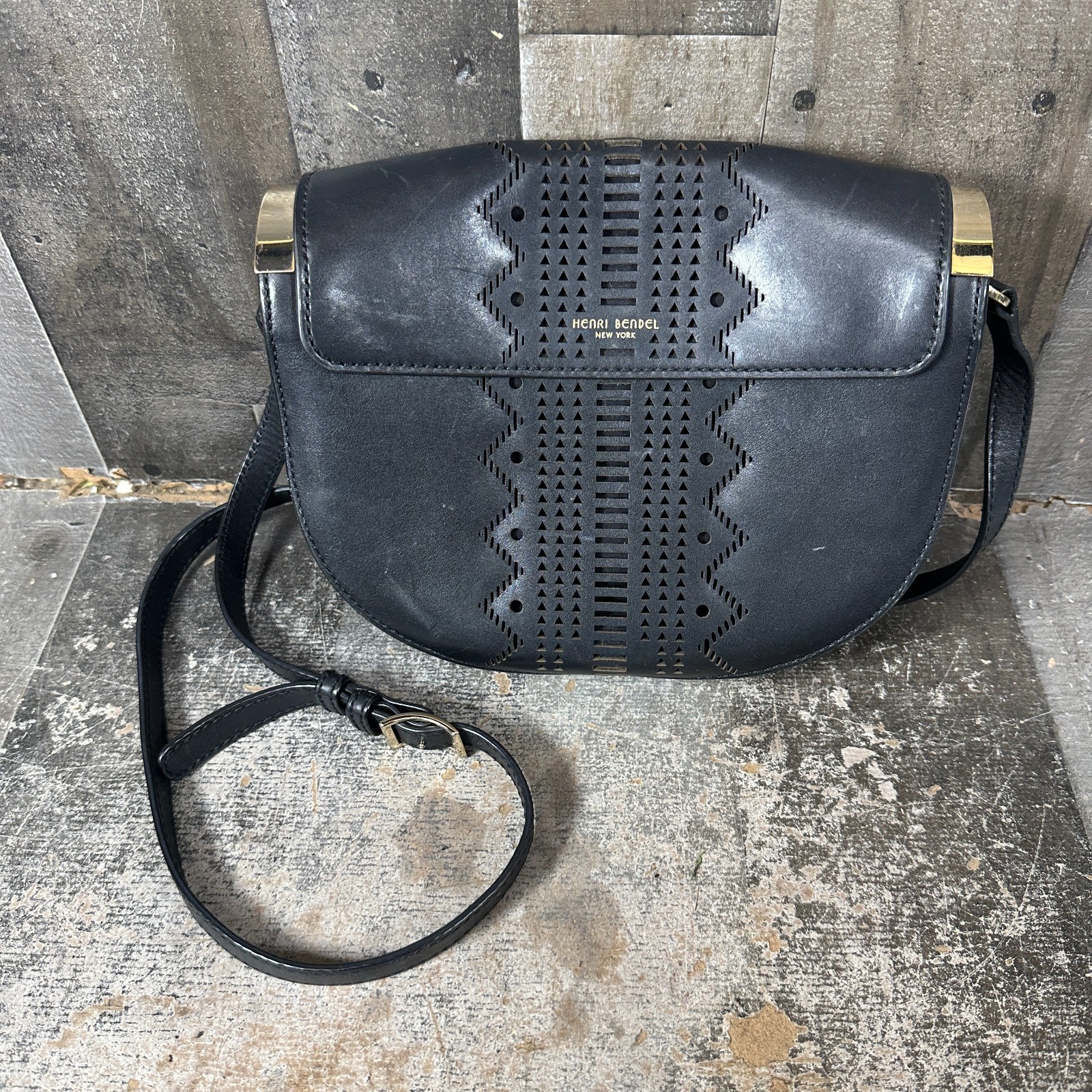 Henri Bendel Half Circle Bag Black Shoulder Bag