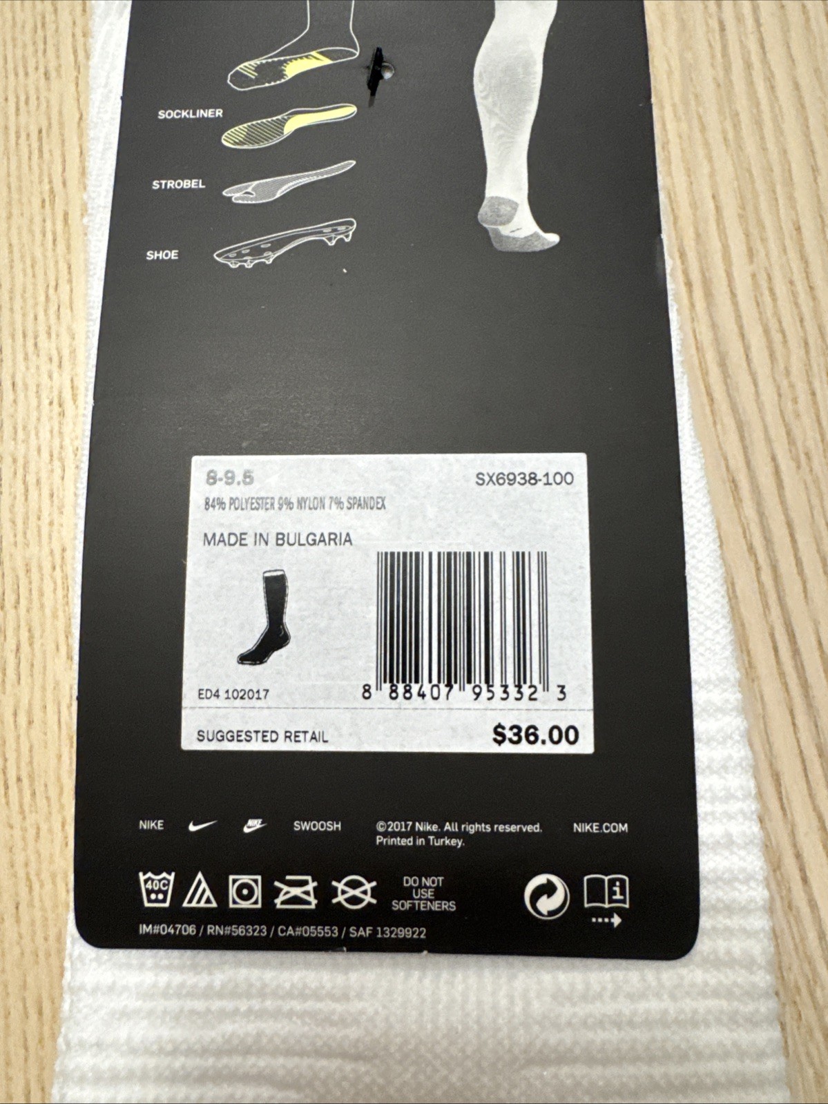 Nike Grip Matchfit Soccer Socks Over-The-Calf White Grey 3-L NEW