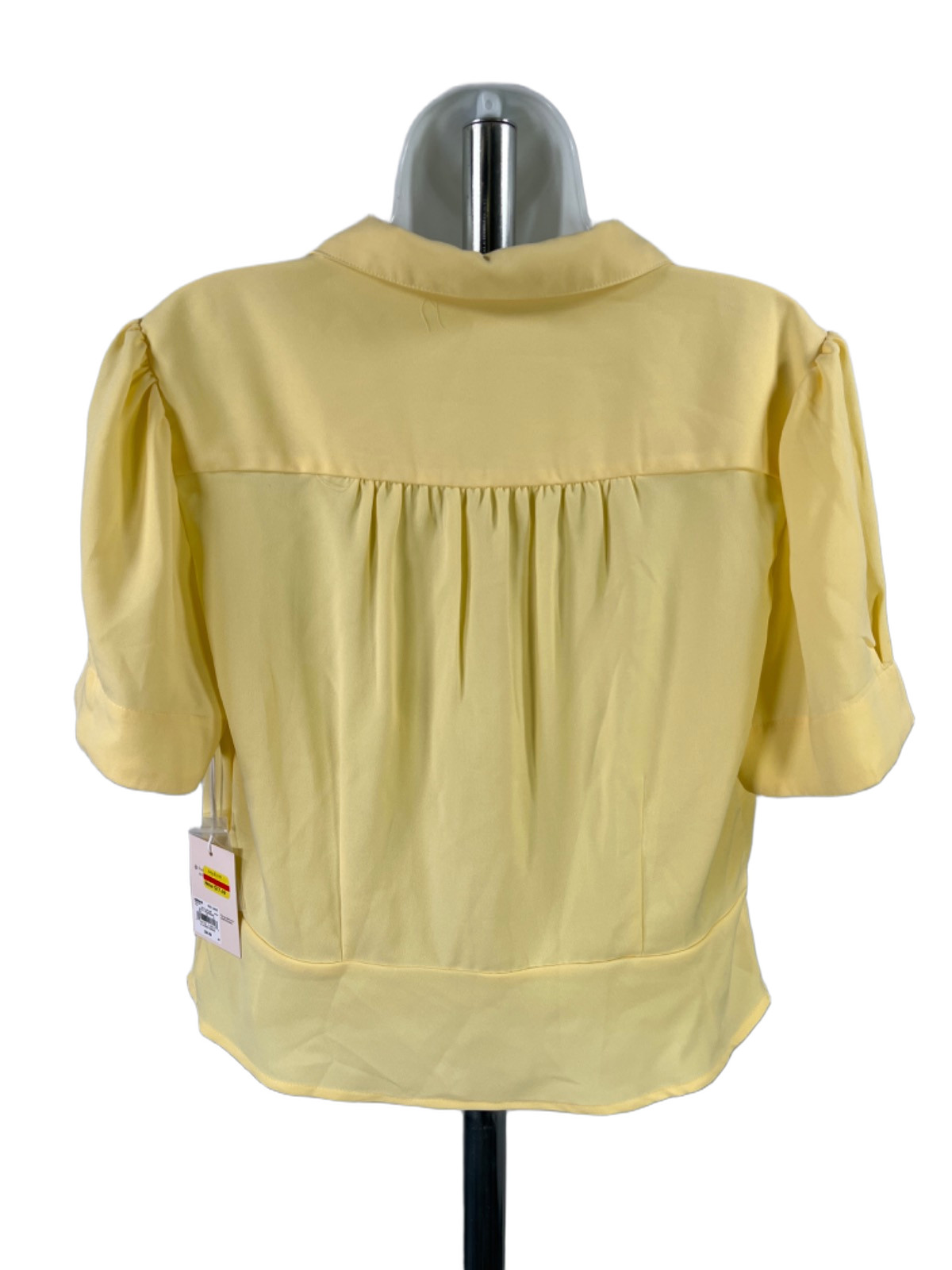 Lauren Conrad Women’s Yellow Tiered Short Sleeve Button Up Blouse – L