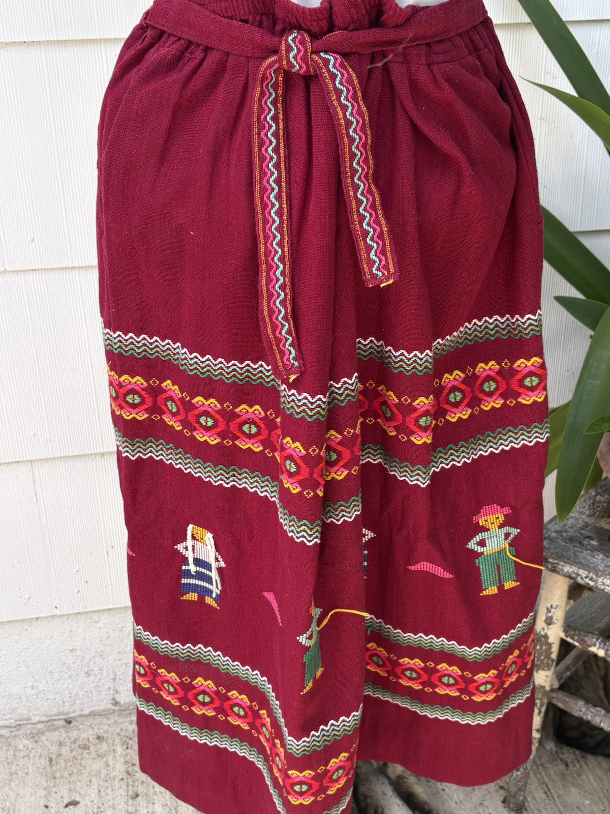 Vtg HandWoven Embroidered Guatemalan Mayan Fiesta Skirt Sz M Folk Boho Artisan