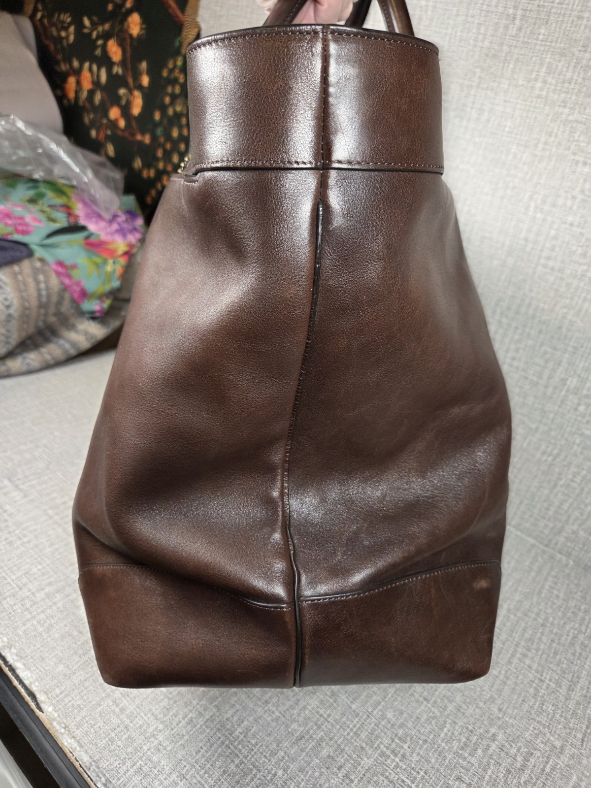COACH Bleecker Weekend XL Leather Tote Bag Dark Brown RARE COLOR Style# 70487