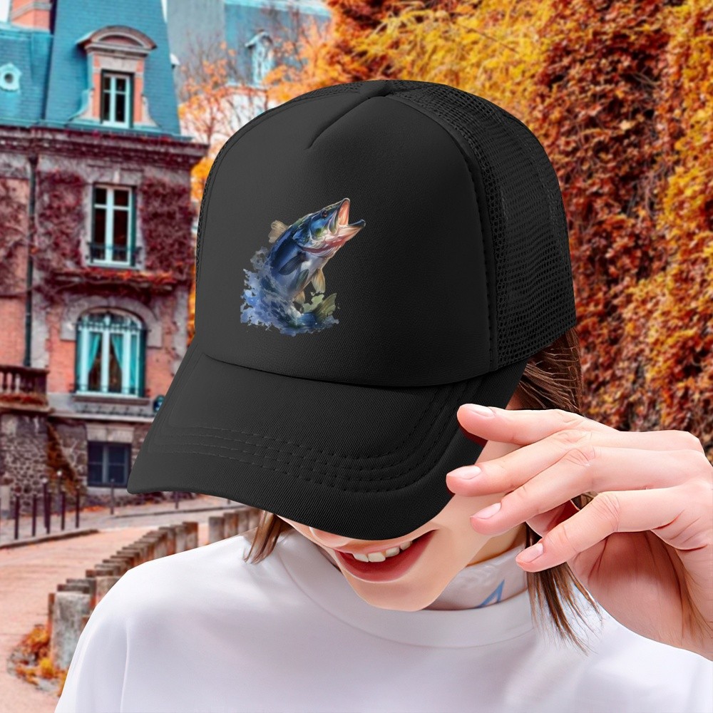 Curved Mesh Fishing Trucker Hat Custom Logo Name Photo Outdoor Daily Wear Cap
