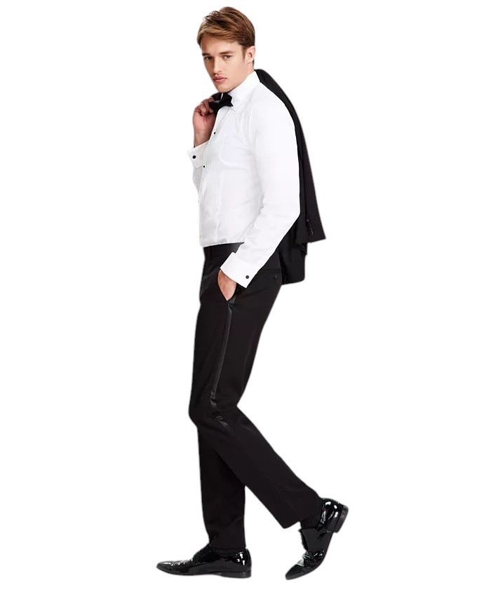 Kenneth Cole Mens Slim fit 2 Piece Tuxedo Suit 38 R / 31 Waist Black Solid