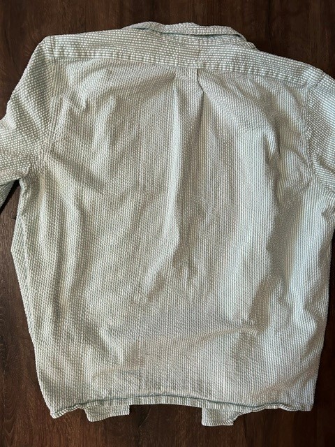 Brooks Brothers Men’s XL Green Striped Seersucker Button Down Shirt – EUC