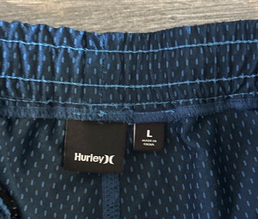 Hurley Mesh Lined Swim Trunks Pockets & Drawstring Mens Large Blue