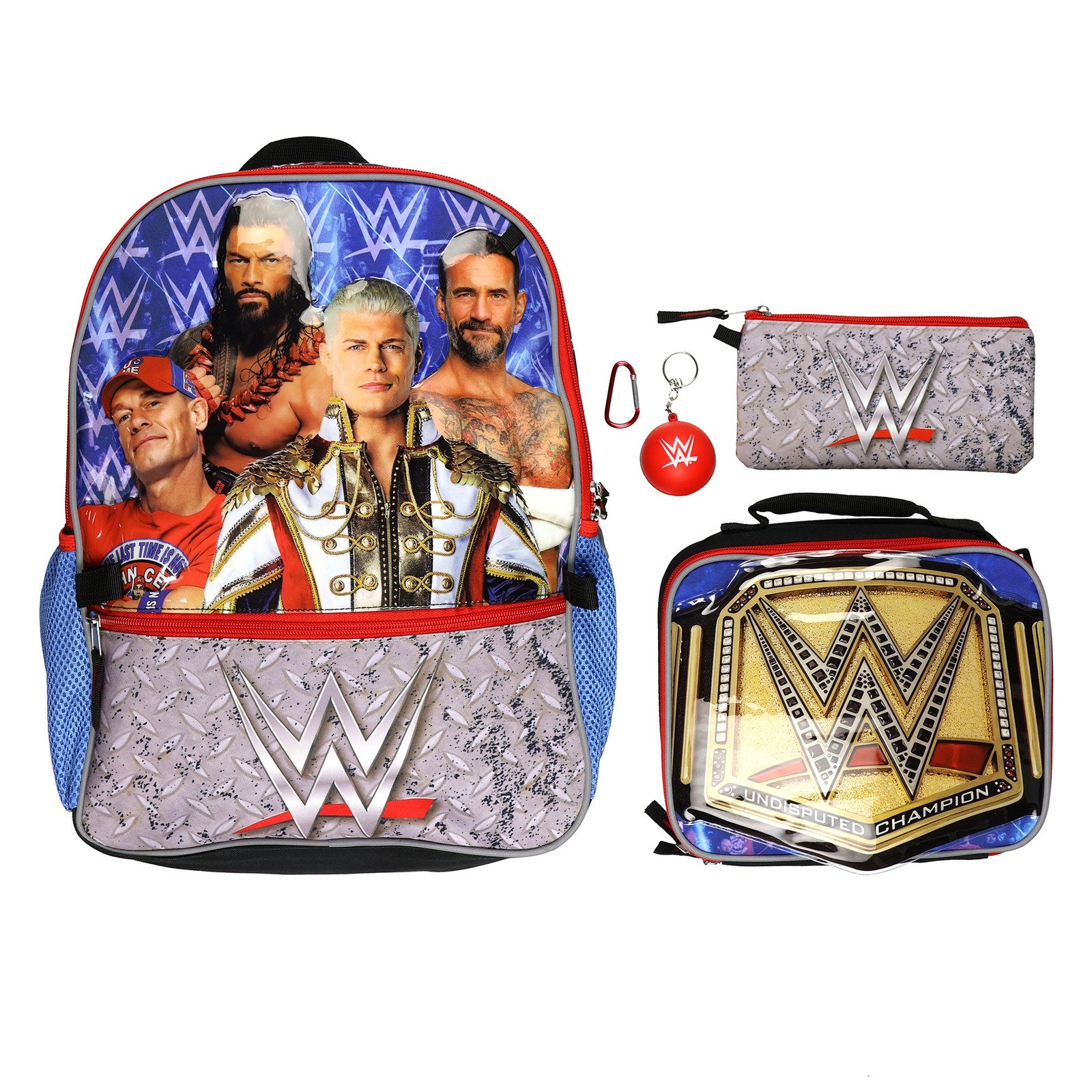 WWE Backpack 5-Piece Set Undisputed Champion 16″ Book Bag with Lunch Box