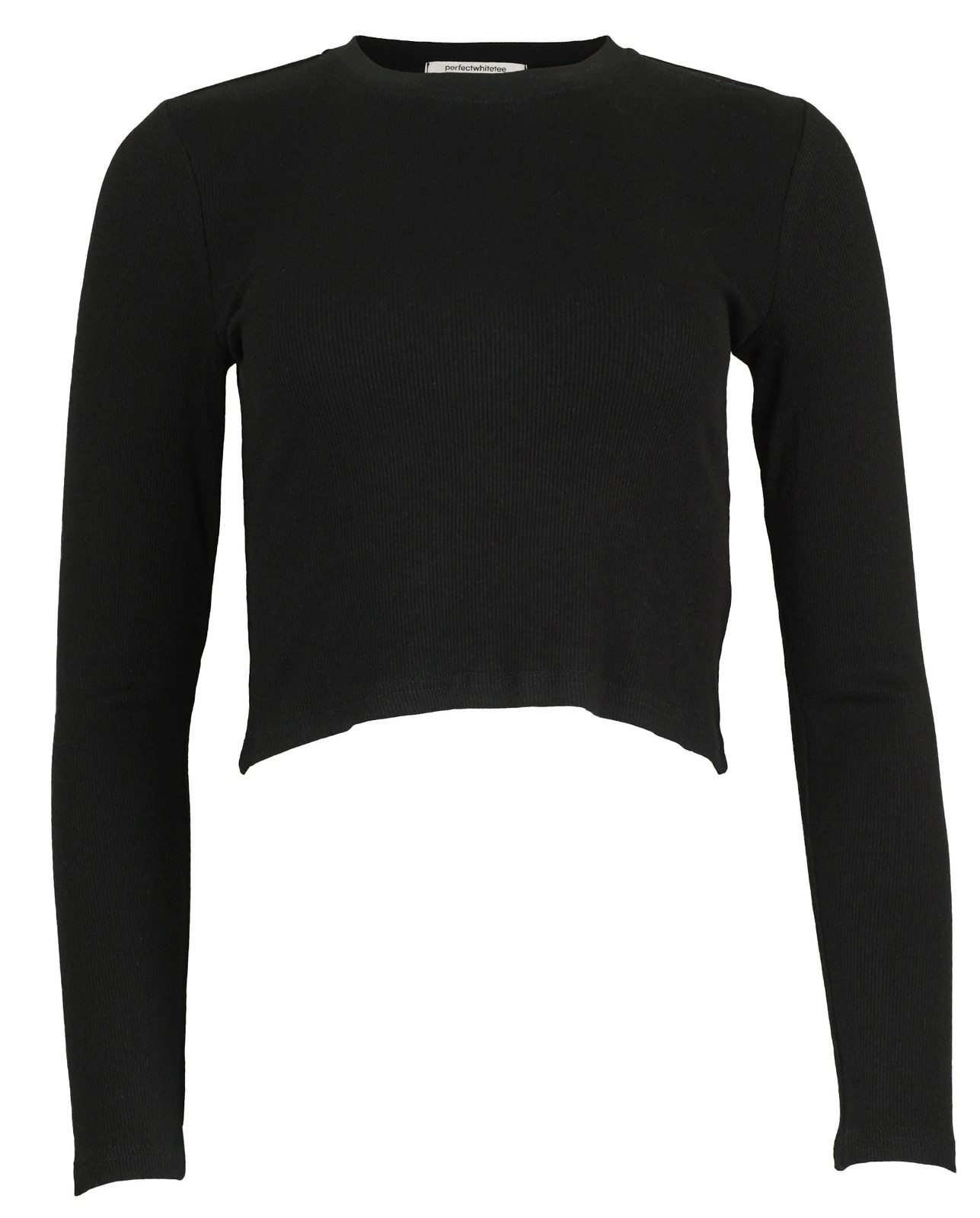 PerfectWhiteTee Sienna Luxe Rib Crop Top in True Black