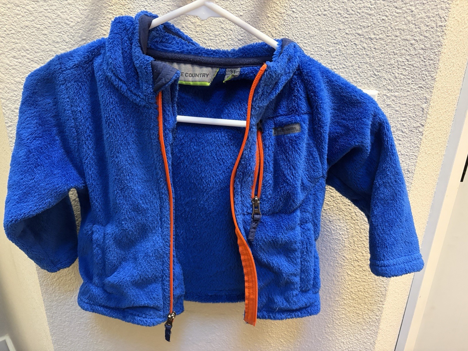 Free Country Toddler Hooded Full Zip Fleece Jacket Blue/Orange 3T