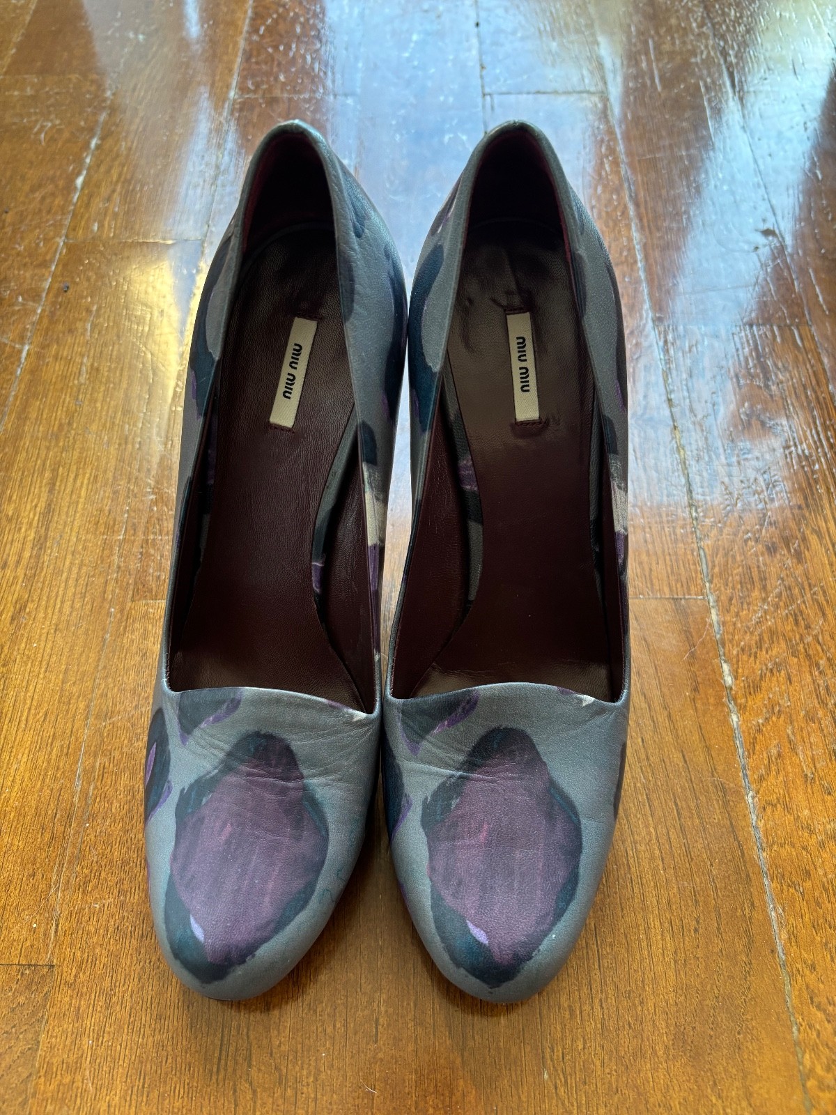 Miu Miu Printed Leather Pumps – Size 38.5, 12 cm Heel
