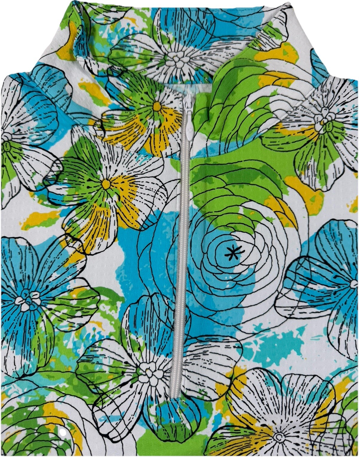 NWT IBKUL Golf Tennis 1/4 Zip Pullover Top S M L XL Blue Floral Longsleeve D4
