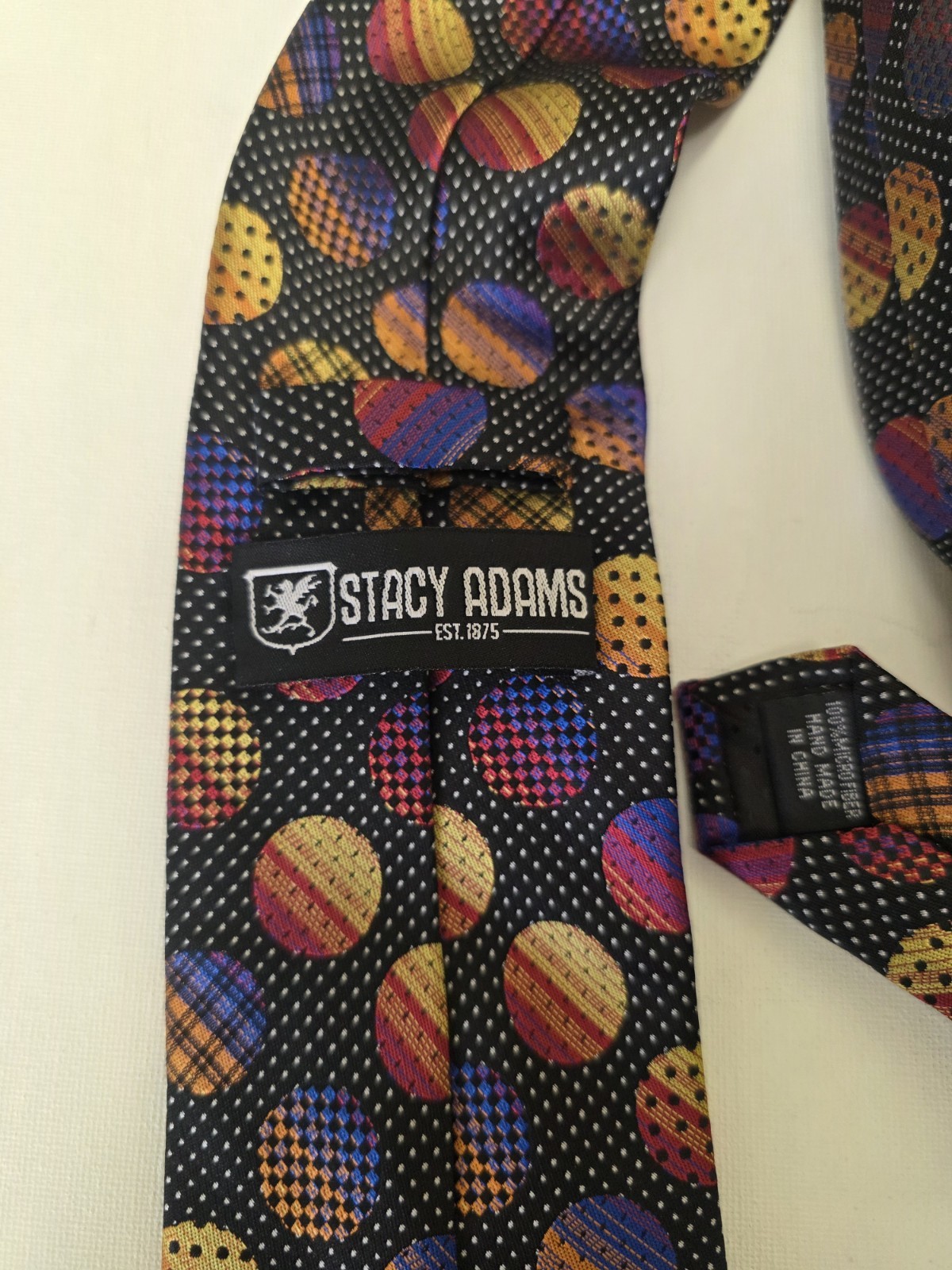 Stacy Adams Men’s Woven Silk Tie Black Multicolor Polka Dot One Size Pop Art