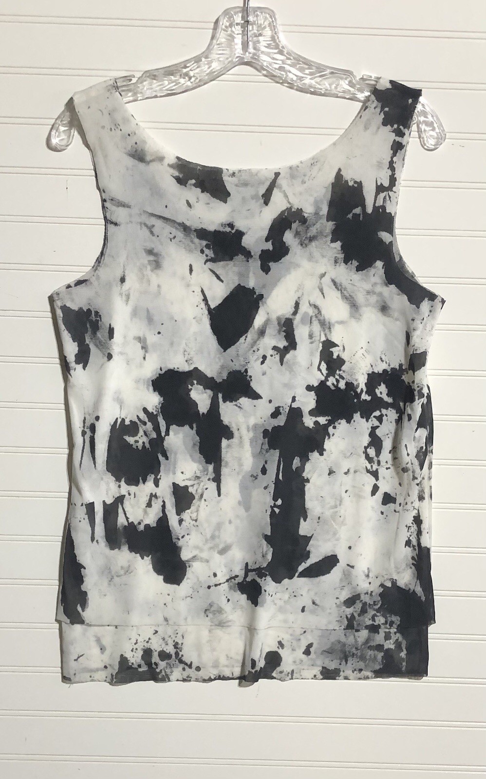 Babette Lined Mesh Black/White Paint Splat Bi-Level Tank Top Women’s 4