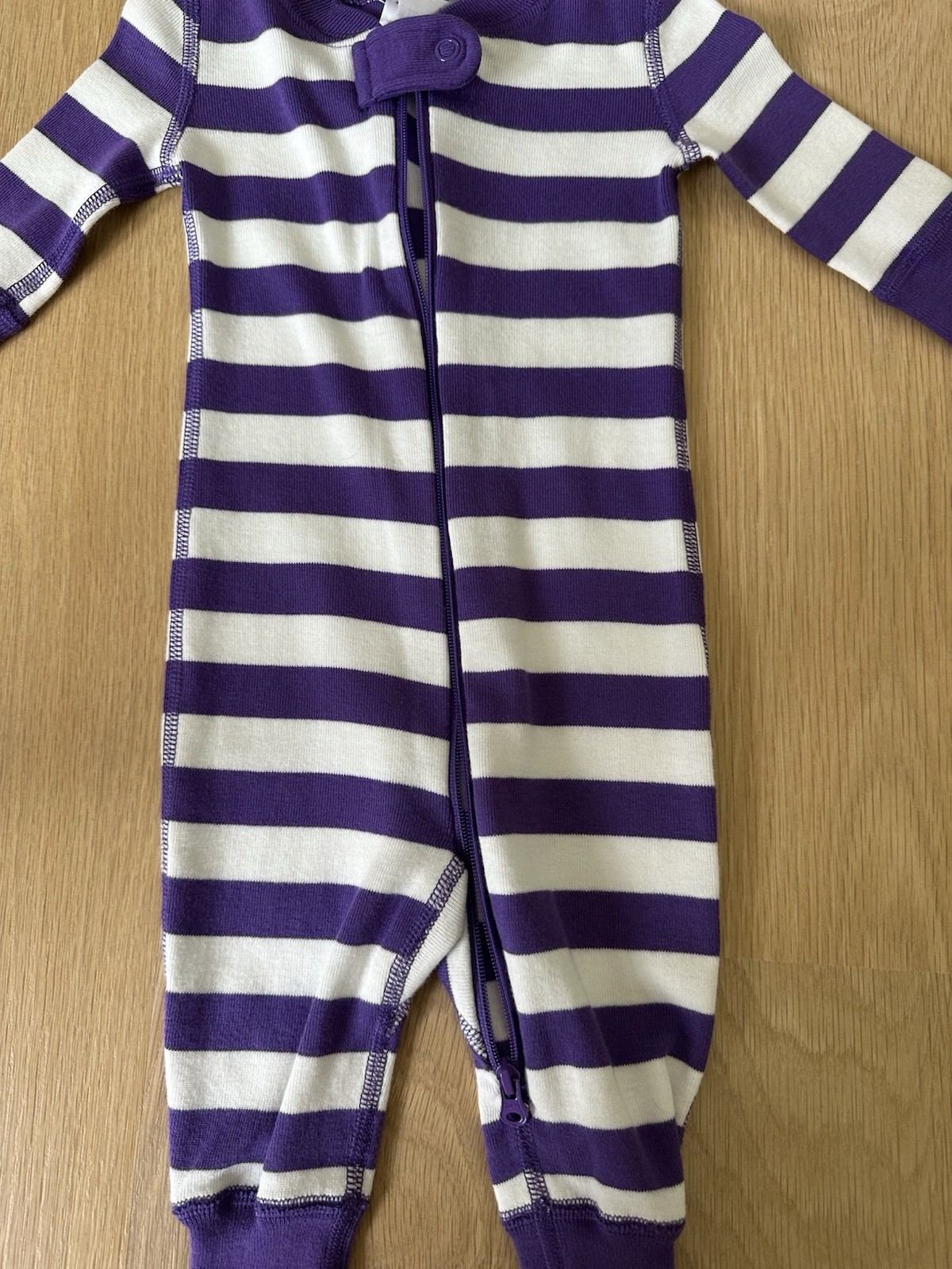 Hanna Andersson HannaJams Organic Cotton Striped Zip Sleeper One Piece 0-3 M NWT