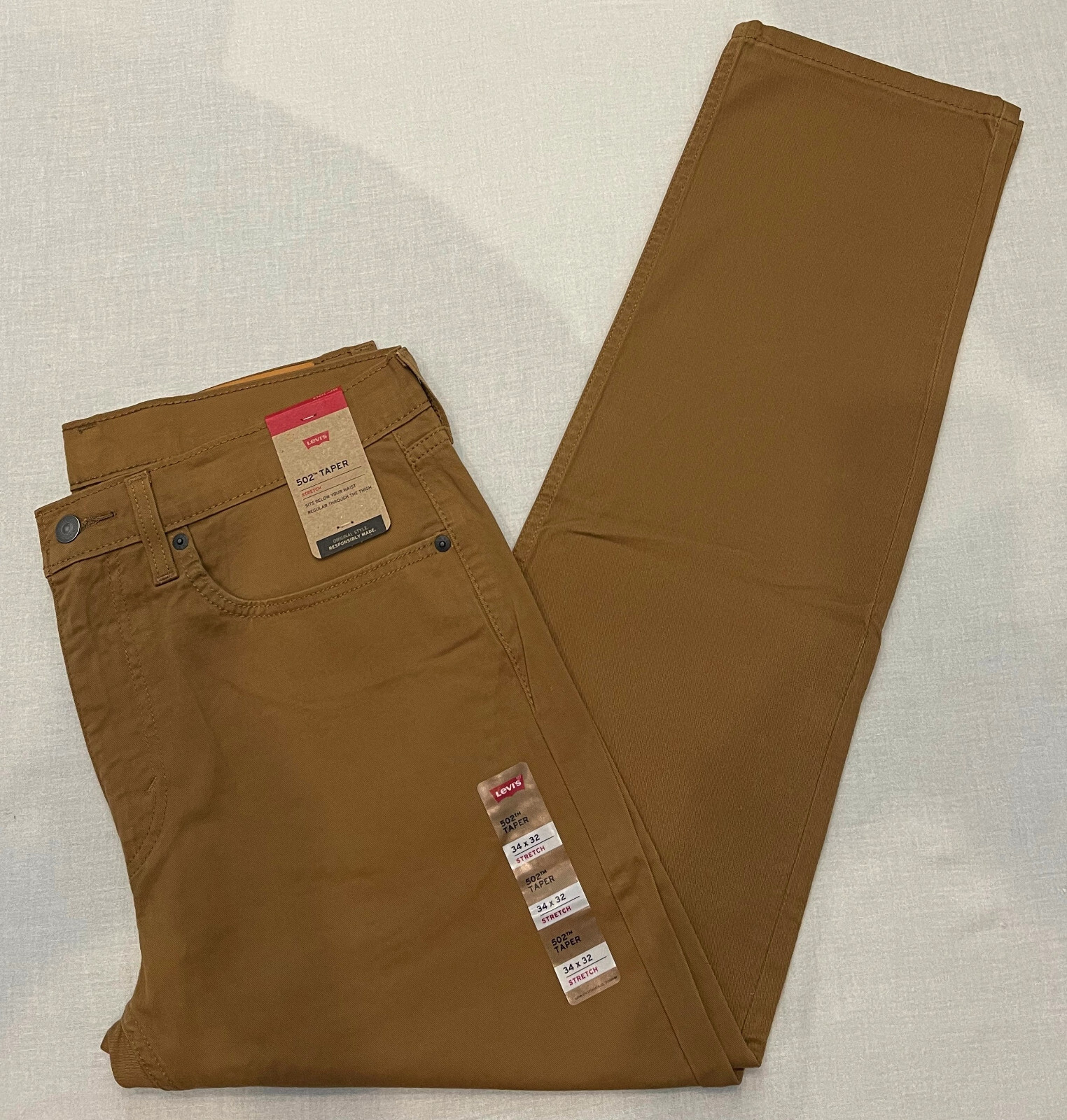 Mens Levis 502 Regular Taper Stretch Jeans Caraway (Brown) 32, 33, 34, 36 #0100