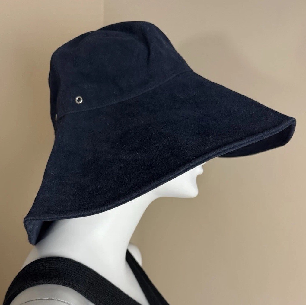 Anthropologie WYETH Oversized Waterproof Bucket Sun Hat Navy Blue NWOT $48