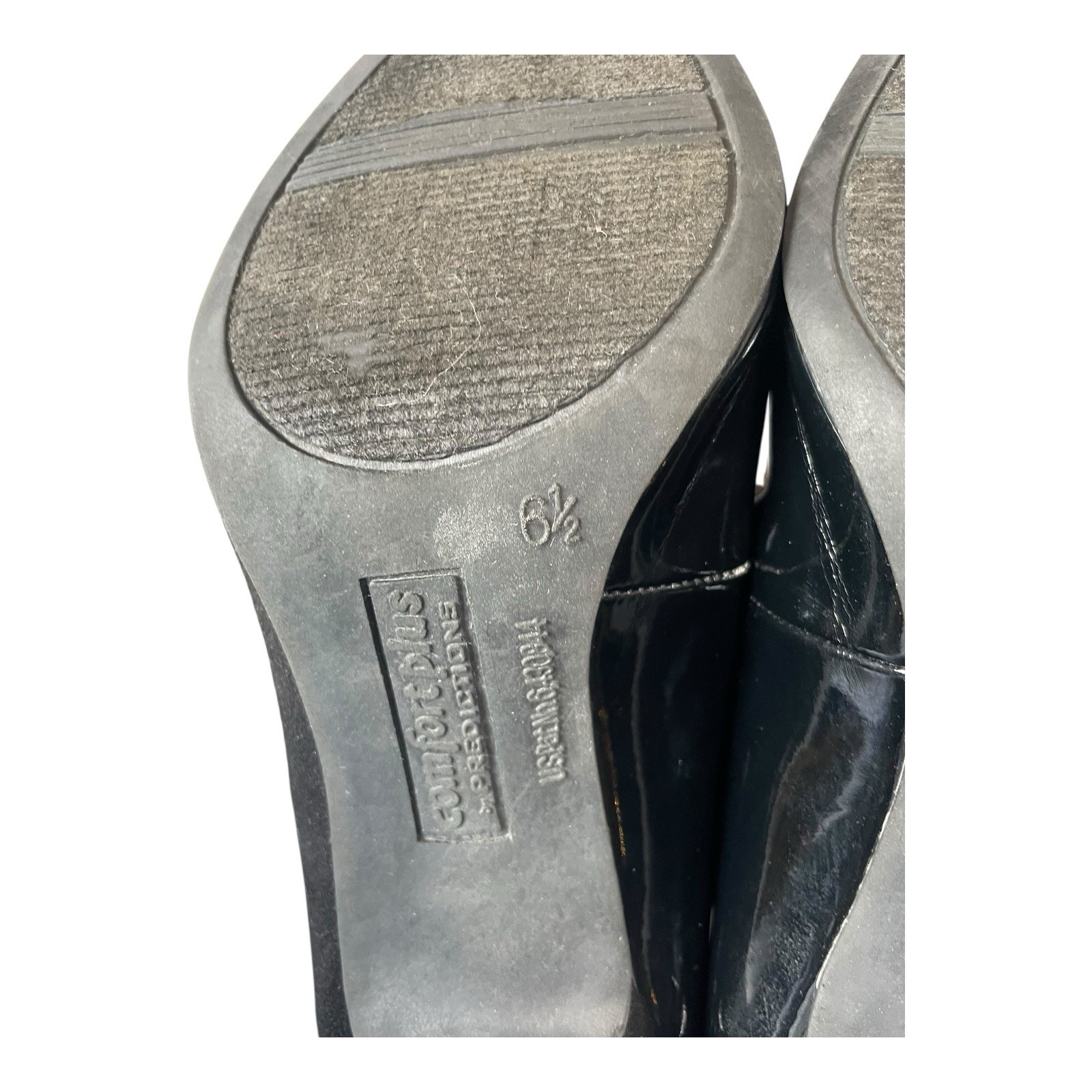 Comfort Plus Pointed Toe Pumps Suede And Patent Leather Black Size 6.5