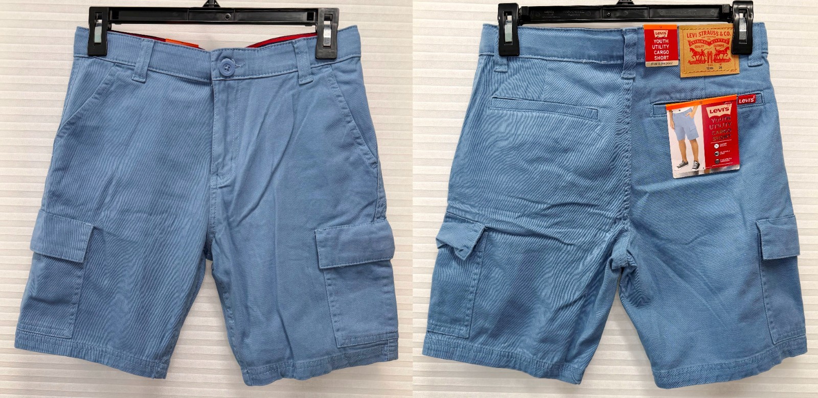 Levi’s Boy’s Youth Utility Comfort Stretch Adjustable Waist Cargo Shorts