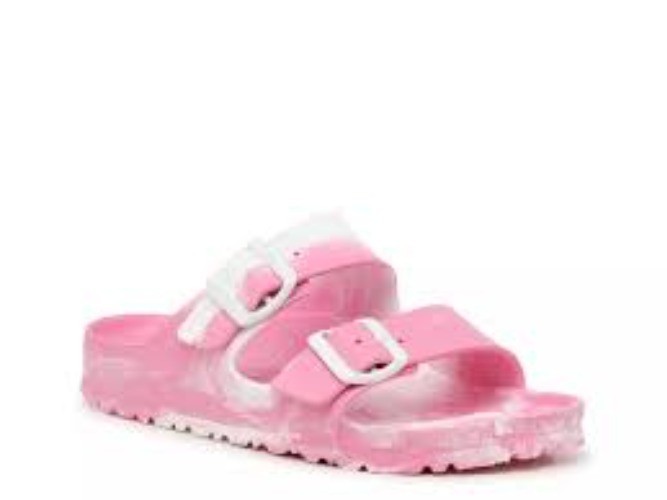 Birkenstock Arizona Essentials Pink White Slide Unisex 39(8-8.5W) 6 -6.5 M