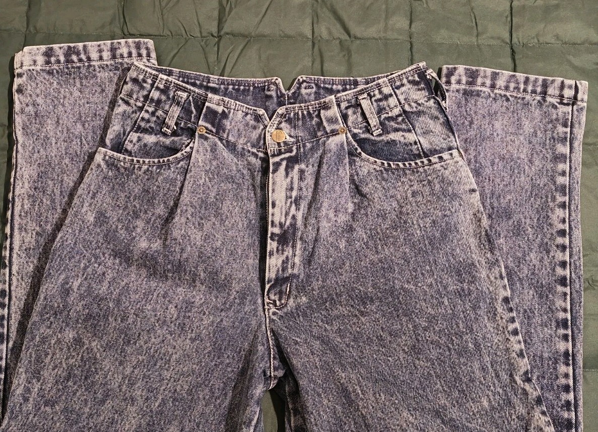 Vintage Cotler Acid Stone Washed Blue Relaxed Tapered High Waist
