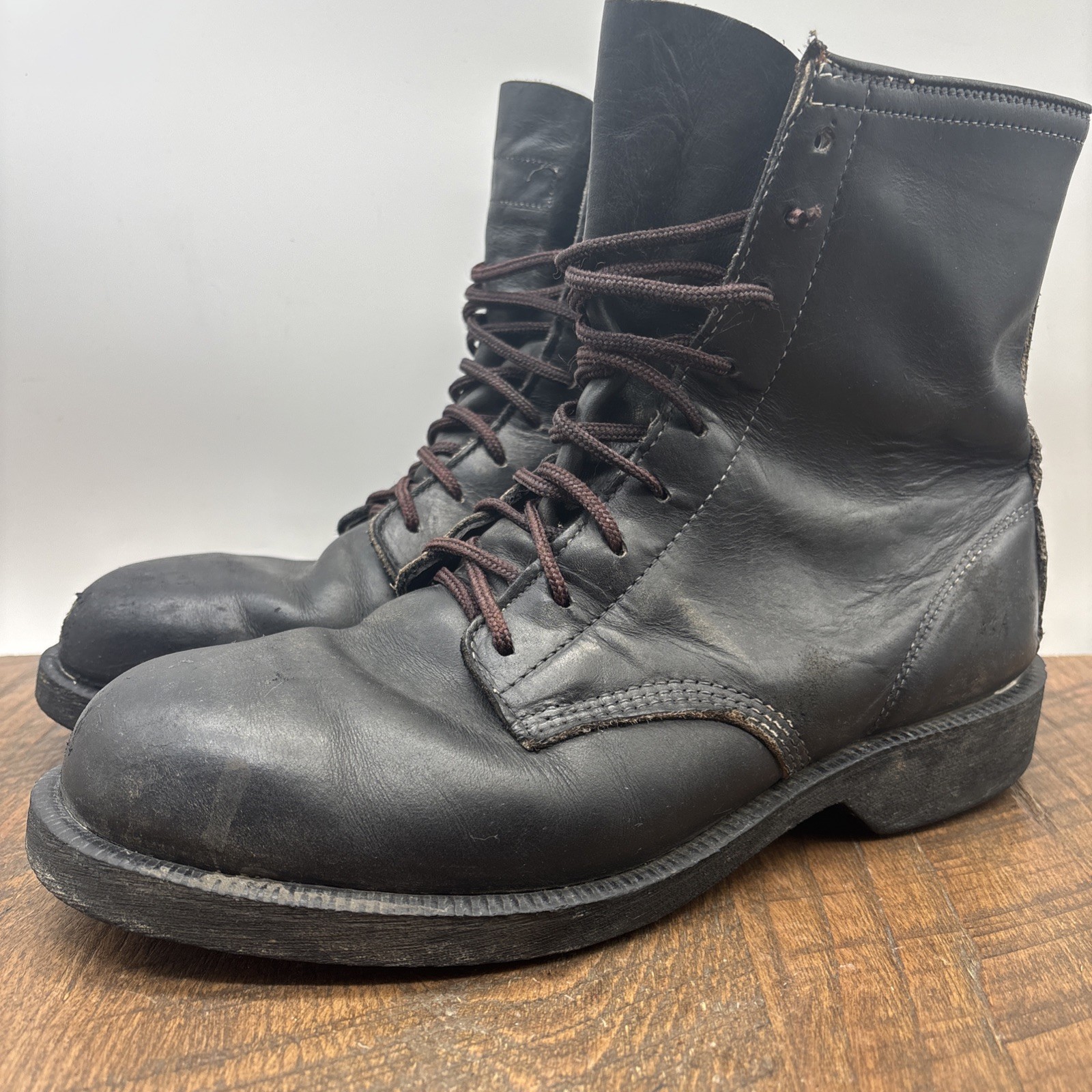 VTG Iron Age ￼Black steel toe size 7W combat/grunge/punk rock Lace Up boots