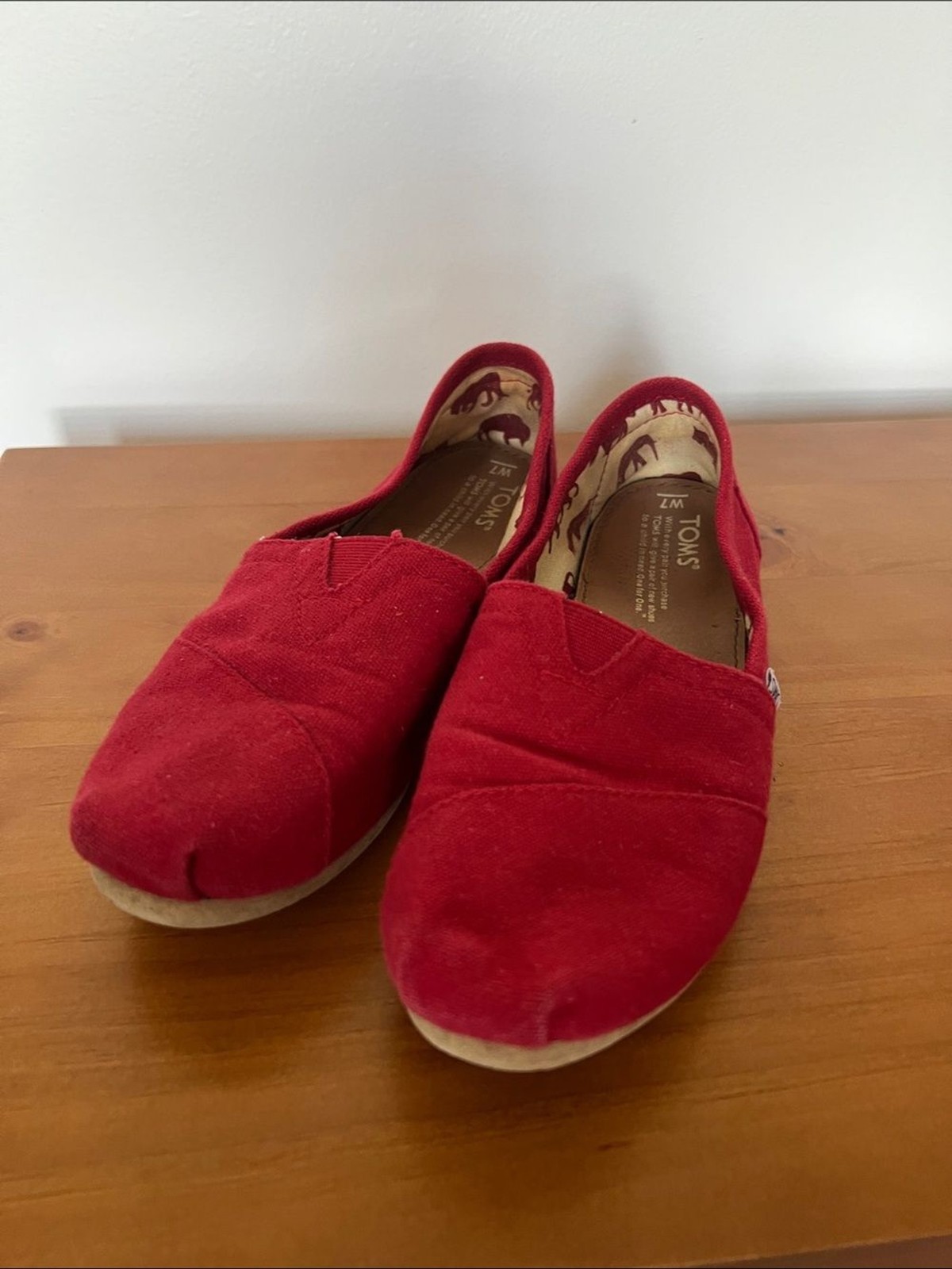 Toms Red Canvas Slip-On Moccasins