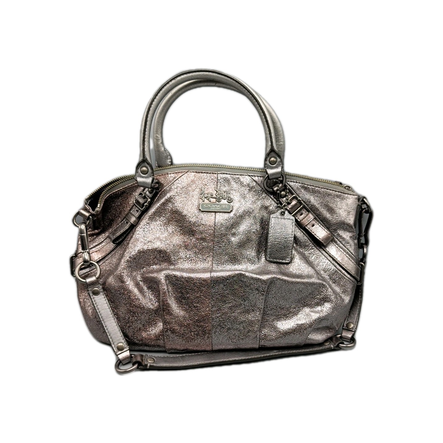 Coach Madison Sophia Metallic Satchel Handbag Silver/ Rose Gold