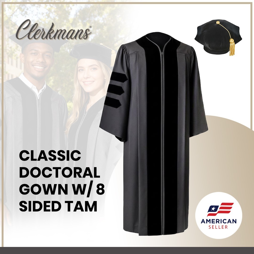 Classic Doctoral Graduation Tam & Gown – Academic Regalia