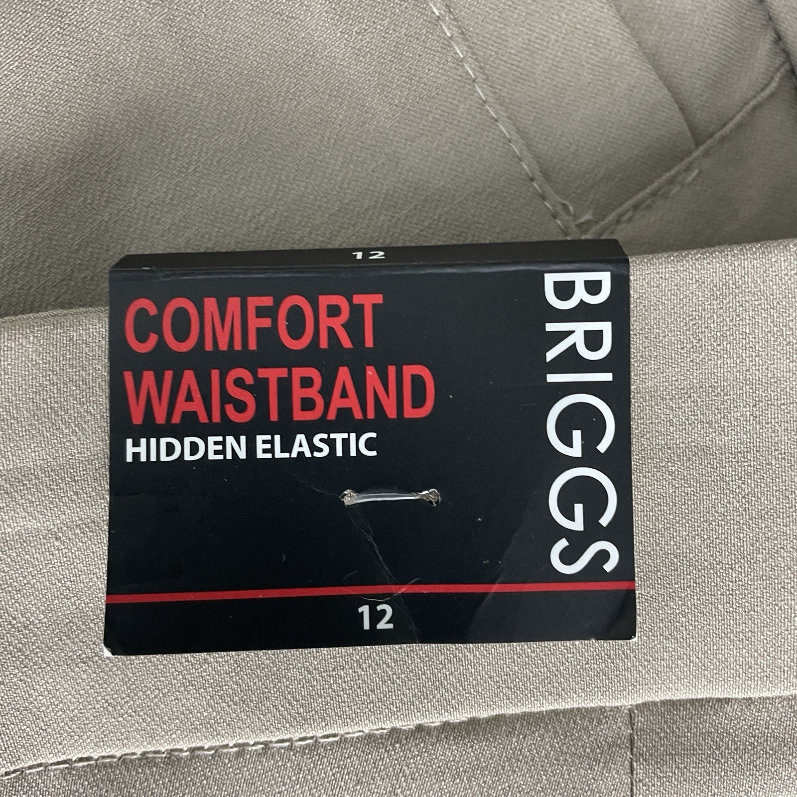 BRIGGS Hidden Elastic Comfort Waistband Beige Crop Pants Size 12 Pull On NEW