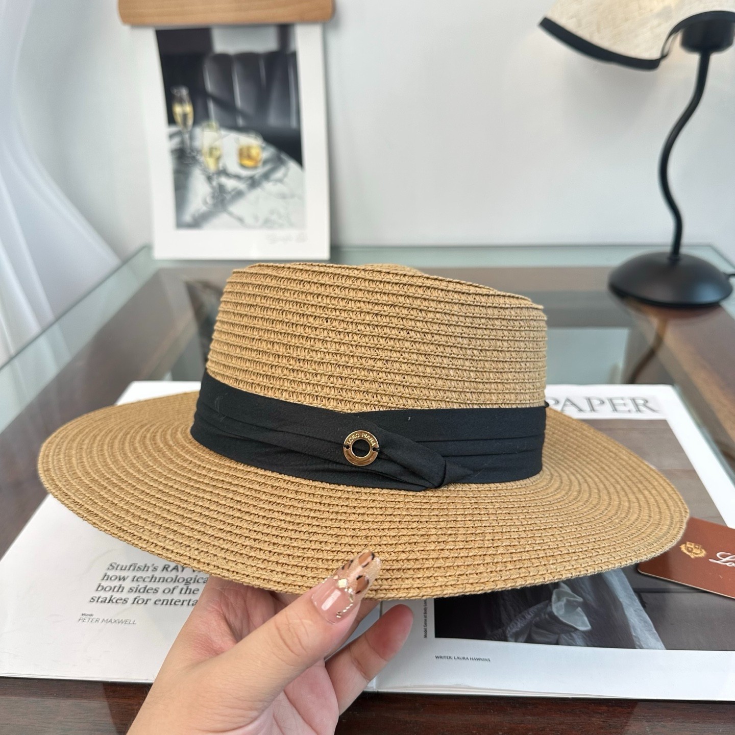 Loro Piana Summer Resort Flat-Top Woven Straw Hat