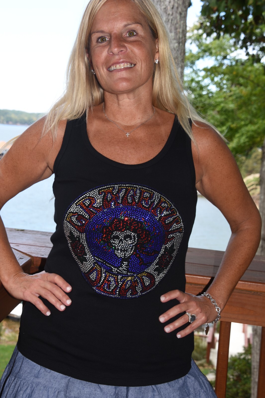 Grateful Dead rhinestone bling shirt tank XS S M L XL XXL 1X 2X 3X 4X5X