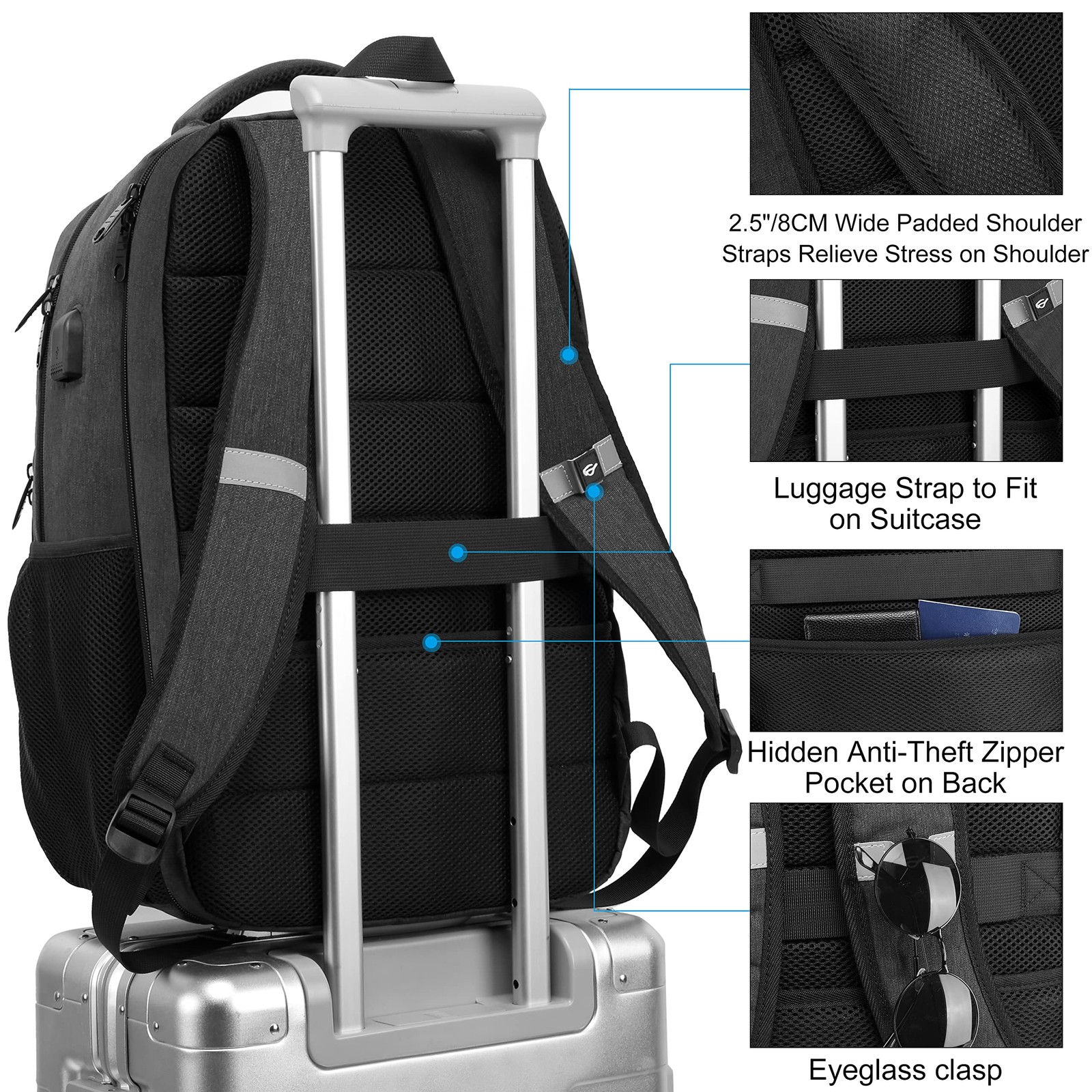 17.3 Inch Laptop Backpack, School Backpack,Large TSA Travel Carry on Backpack,Co