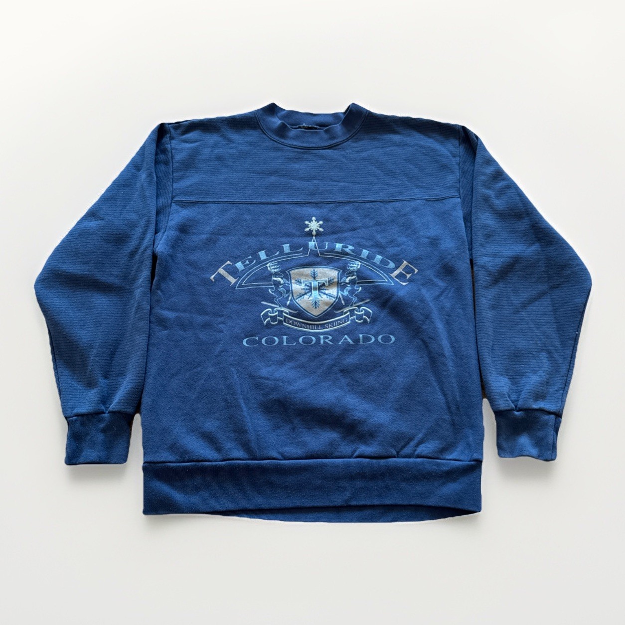 Telluride Colorado Sweatshirt Mens L Downhill Skiing 90s Blue Ski Jansport Vtg