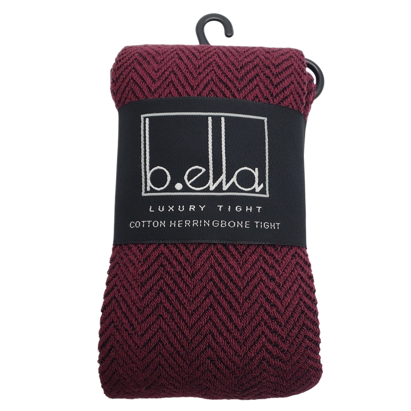 Italian 80% Cotton Tights Size Tall Burgundy Herringbone Wine B.ella New Hosiery