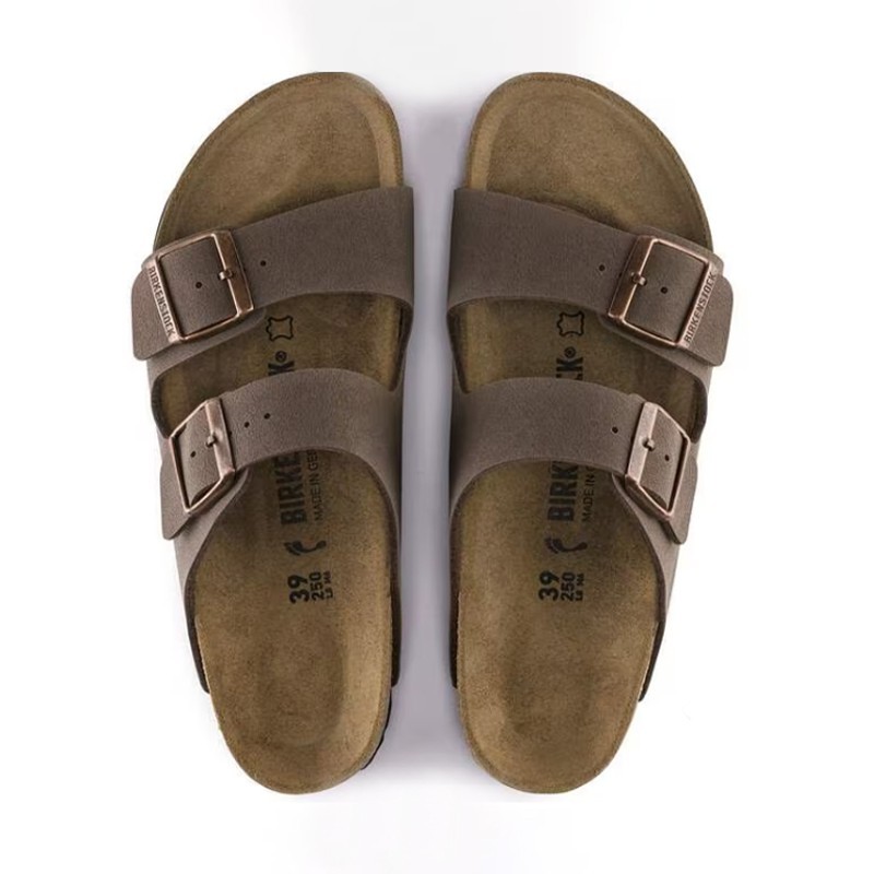 Birkenstock Arizona Birkibuc Leather Soft Footbed Unisex Clog Mocha Casual Shoes