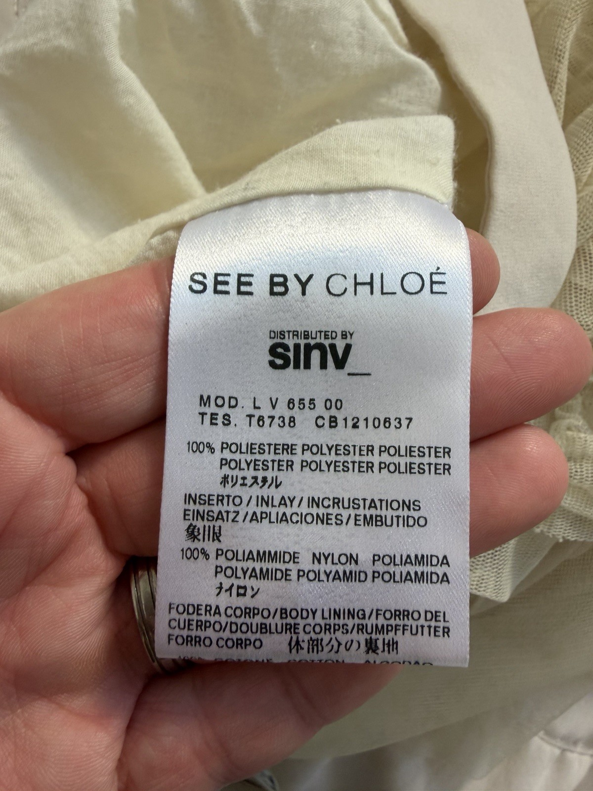 See By Chloe Vintage Pale Peach Nude Slip Dress Size 8 Drop Waist Tulle Trim 20s