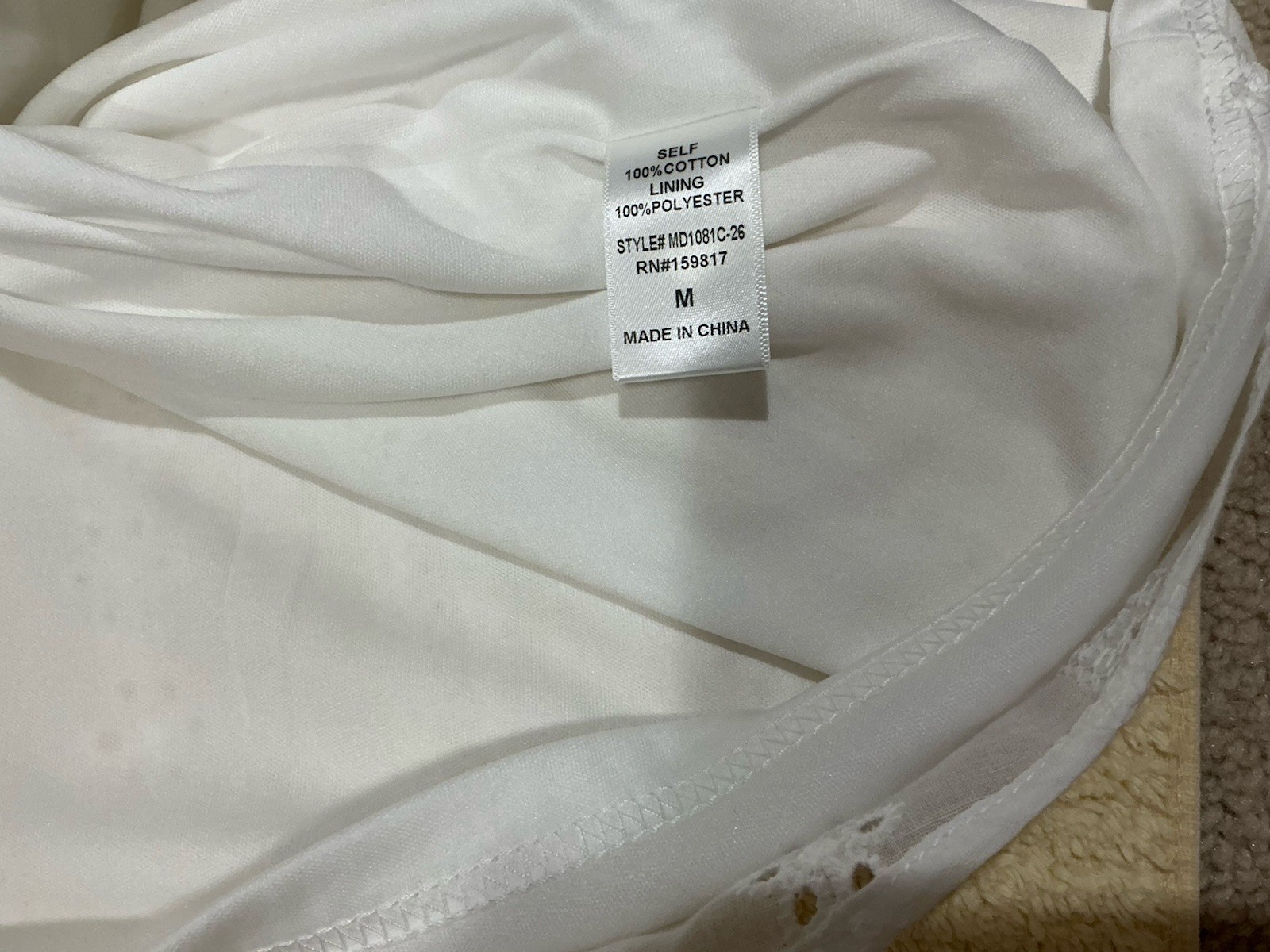 Altar’d State White Eyelet Drop Waist Mini Dress Size Medium NWT