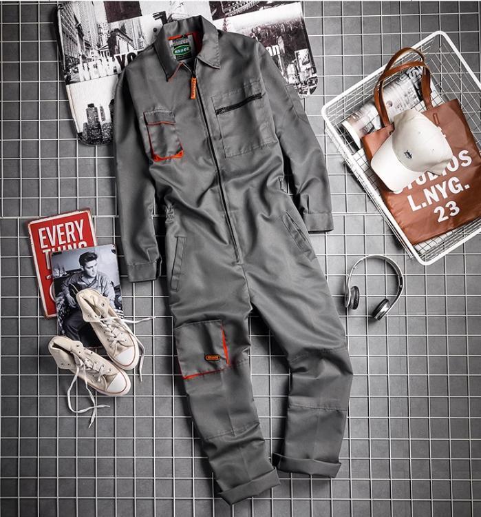Long Sleeve Jumpsuit Mens Japanese Retro Cargo Loose Fit Casual Romper Suits