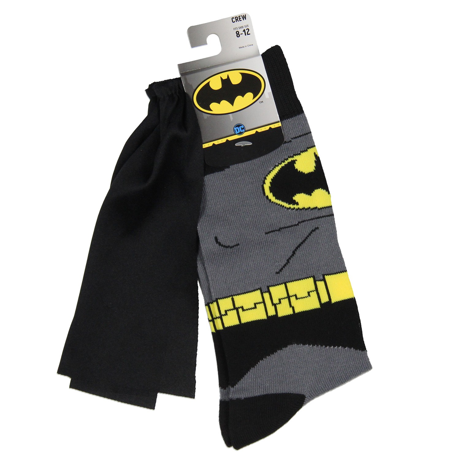 DC Comics Men’s Adult Batman Cape Crew Mid-Calf Socks