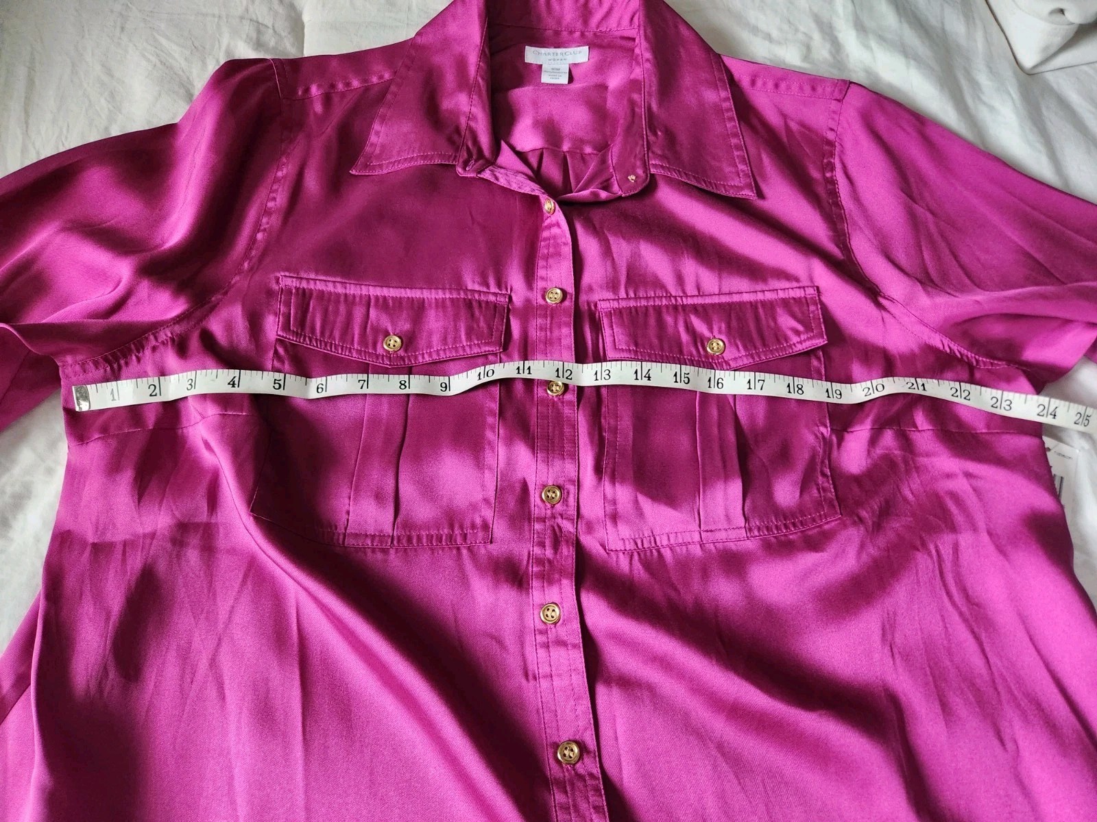 NWT”s Kismet Silky Satin Button Up Roll Tab Sleeve Blouse Plus Size 18W Pink