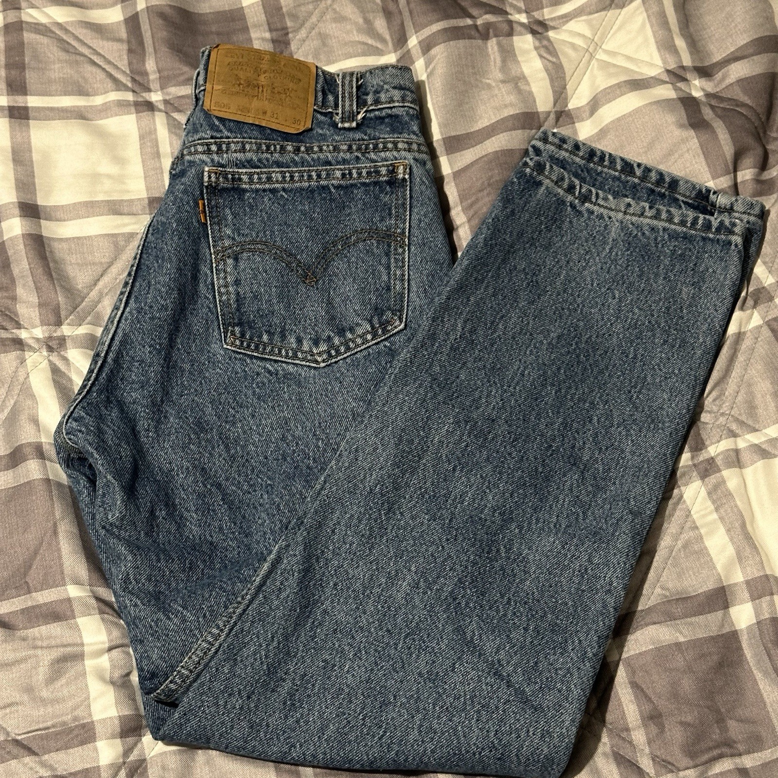 Vintage Levi’s505 Orange Tab Jeans 31×30 Regular Fit Straight Leg Made in Brazil