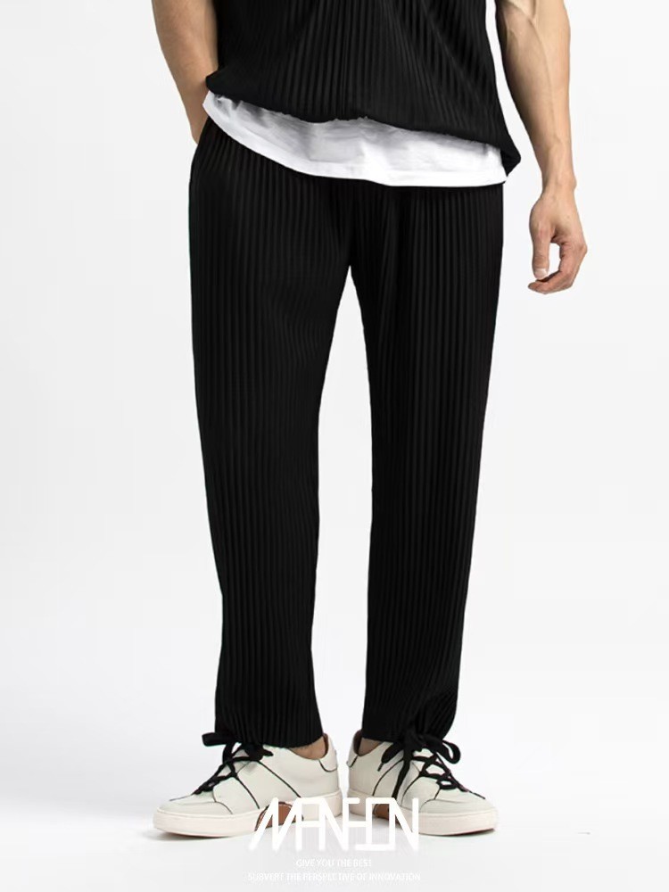 Japan Homme Plisse ISSEY MIYAKE Straight Leg Black Casual Pants JF150