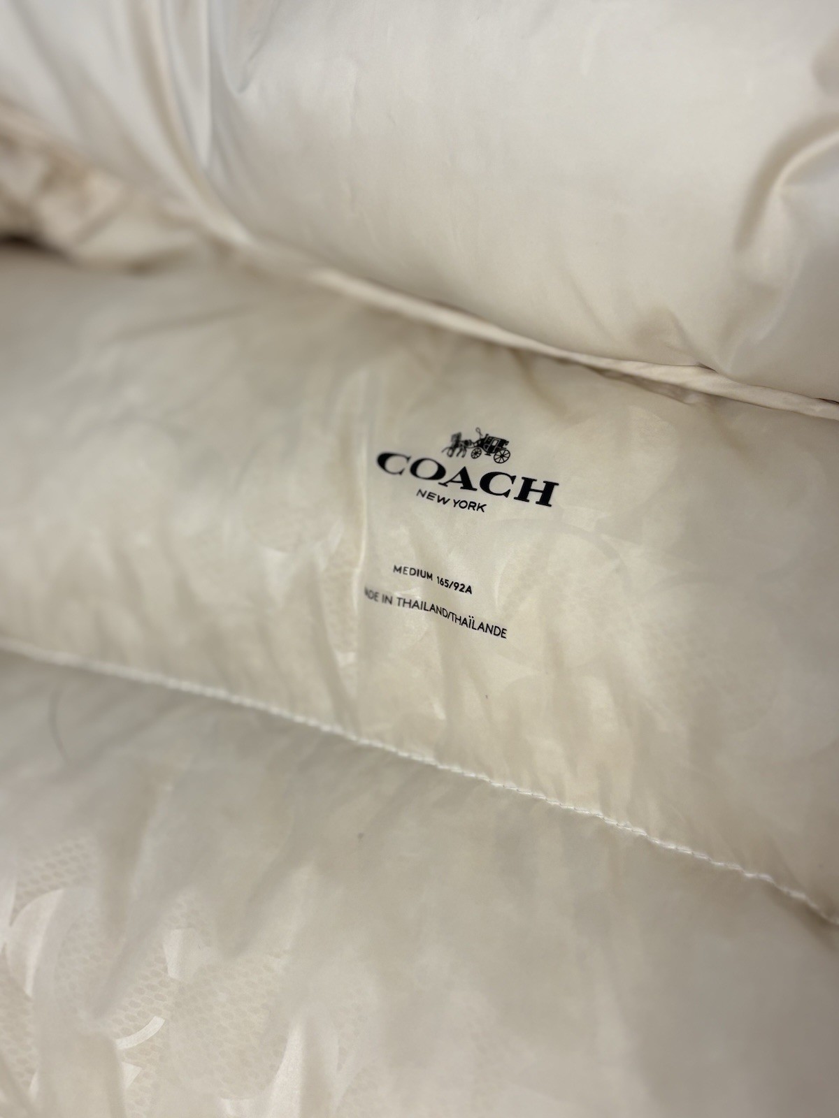 Authentic Coach Winter Goose Down Coat Cream/Ivory Womens Sz Medium Sherpa Hood