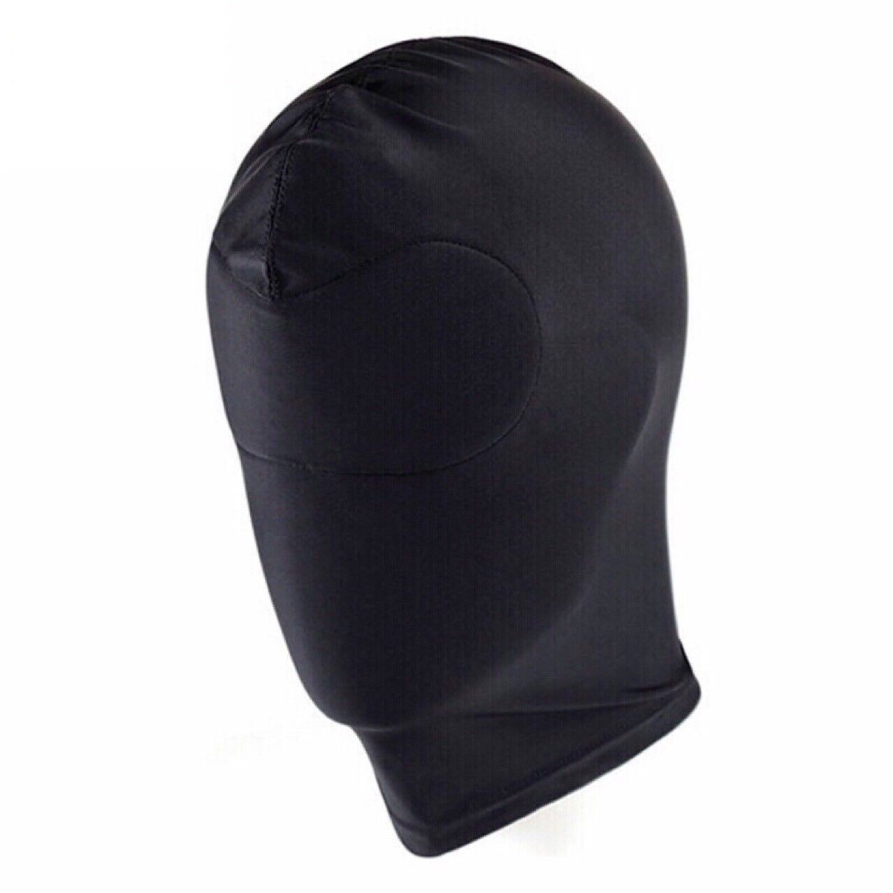 Black Spandex Full Hood Face Head Cover Role Play Sexy Unisex Mask Slave Costume
